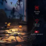 HOMCOM 47.2 Inch Light-Up Oversized Halloween Spider with Bendable Legs Black - Image 5