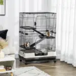 32L 4-Level Small Animal Cage with Wheels Slide-out Tray Black for Bunny Chinchillas Ferret - Image 2