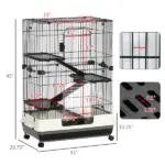 32L 4-Level Small Animal Cage with Wheels Slide-out Tray Black for Bunny Chinchillas Ferret - Image 3