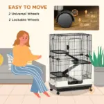 32L 4-Level Small Animal Cage with Wheels Slide-out Tray Black for Bunny Chinchillas Ferret - Image 5