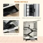 32L 4-Level Small Animal Cage with Wheels Slide-out Tray Black for Bunny Chinchillas Ferret - Image 7