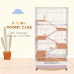 32 Inch 6 Level Small Animal Cage with Wheels and Slide Out Tray, Pink - Image 4