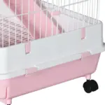 32 Inch 6 Level Small Animal Cage with Wheels and Slide Out Tray, Pink - Image 9