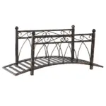 Outsunny 3.3 ft Metal Arch Zen Garden Bridge with Safety Siderails, Decorative Footbridge, Delicate Scrollwork and Corner Spheres for Stream - Image 11