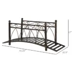 Outsunny 3.3 ft Metal Arch Zen Garden Bridge with Safety Siderails, Decorative Footbridge, Delicate Scrollwork and Corner Spheres for Stream - Image 3