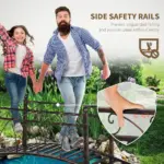 Outsunny 3.3 ft Metal Arch Zen Garden Bridge with Safety Siderails, Decorative Footbridge, Delicate Scrollwork and Corner Spheres for Stream - Image 4