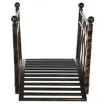Outsunny 3.3 ft Metal Arch Zen Garden Bridge with Safety Siderails, Decorative Footbridge, Delicate Scrollwork and Corner Spheres for Stream - Image 7