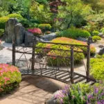 Outsunny 3.3 ft Metal Arch Zen Garden Bridge with Safety Siderails, Decorative Footbridge, Delicate Scrollwork and Corner Spheres for Stream - Image 10