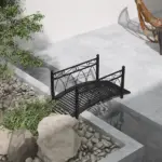 3.3' Metal Garden Bridge with Safety Siderails Weather-Resistant Black Vintage Style Zen Bridge - Image 2