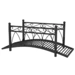 3.3' Metal Garden Bridge with Safety Siderails Weather-Resistant Black Vintage Style Zen Bridge - Image 11