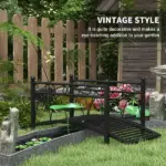 3.3' Metal Garden Bridge with Safety Siderails Weather-Resistant Black Vintage Style Zen Bridge - Image 4