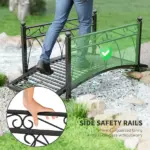 3.3' Metal Garden Bridge with Safety Siderails Weather-Resistant Black Vintage Style Zen Bridge - Image 5