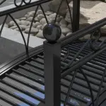 3.3' Metal Garden Bridge with Safety Siderails Weather-Resistant Black Vintage Style Zen Bridge - Image 8
