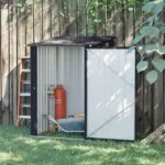 3.3 x 3.4 ft Metal Lean To Garden Storage Shed with Lockable Door, Dark Gray - Image 2