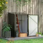 3.3 x 3.4 ft Metal Lean To Garden Storage Shed with Lockable Door, Dark Gray - Image 11