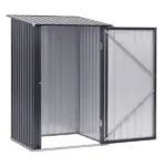 3.3 x 3.4 ft Metal Lean To Garden Storage Shed with Lockable Door, Dark Gray - Image 12
