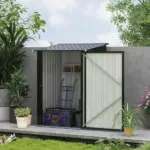 3.3 x 3.4 ft Metal Lean To Garden Storage Shed with Lockable Door, Dark Gray - Image 13