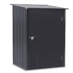 3.3 x 3.4 ft Metal Lean To Garden Storage Shed with Lockable Door, Dark Gray