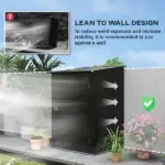 3.3 x 3.4 ft Metal Lean To Garden Storage Shed with Lockable Door, Dark Gray - Image 5