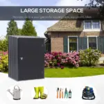 3.3 x 3.4 ft Metal Lean To Garden Storage Shed with Lockable Door, Dark Gray - Image 8