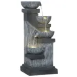 Outsunny 33.5 Inch Water Fountain, 4-Tier Resin Cascading Bowls Outdoor Waterfall Fountain with LED Lights, Pump - Image 11