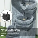 Outsunny 33.5 Inch Water Fountain, 4-Tier Resin Cascading Bowls Outdoor Waterfall Fountain with LED Lights, Pump - Image 5