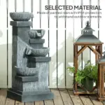 Outsunny 33.5 Inch Water Fountain, 4-Tier Resin Cascading Bowls Outdoor Waterfall Fountain with LED Lights, Pump - Image 7