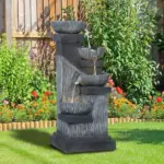 Outsunny 33.5 Inch Water Fountain, 4-Tier Resin Cascading Bowls Outdoor Waterfall Fountain with LED Lights, Pump - Image 9