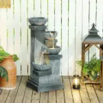 Outsunny 33.5 Inch Water Fountain, 4-Tier Resin Cascading Bowls Outdoor Waterfall Fountain with LED Lights, Pump - Image 10
