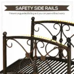Outsunny 3.3 Ft Metal Zen Garden Bridge, Decorative Arch, Safety Siderails, Floral Scrollwork, Brown - Image 5