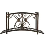 Outsunny 3.3 Ft Metal Zen Garden Bridge, Decorative Arch, Safety Siderails, Floral Scrollwork, Brown - Image 7