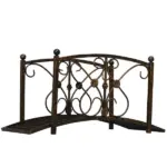 Outsunny 3.3 Ft Metal Zen Garden Bridge, Decorative Arch, Safety Siderails, Floral Scrollwork, Brown - Image 8