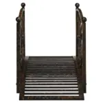Outsunny 3.3 Ft Metal Zen Garden Bridge, Decorative Arch, Safety Siderails, Floral Scrollwork, Brown - Image 9