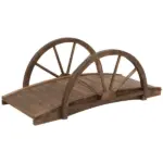 Outsunny 3.3 Ft Wooden Garden Bridge Arc Footbridge with Half-Wheel Style Railings and Solid Fir Construction, Stained Wood - Image 11