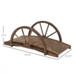 Outsunny 3.3 Ft Wooden Garden Bridge Arc Footbridge with Half-Wheel Style Railings and Solid Fir Construction, Stained Wood - Image 3