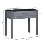 34" Elevated Garden Bed Dark Gray Wooden Planter Box with Drainage Holes for Vegetables Herbs Flowers Backyard Use - Image 3
