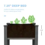 34" Elevated Garden Bed Dark Gray Wooden Planter Box with Drainage Holes for Vegetables Herbs Flowers Backyard Use - Image 6