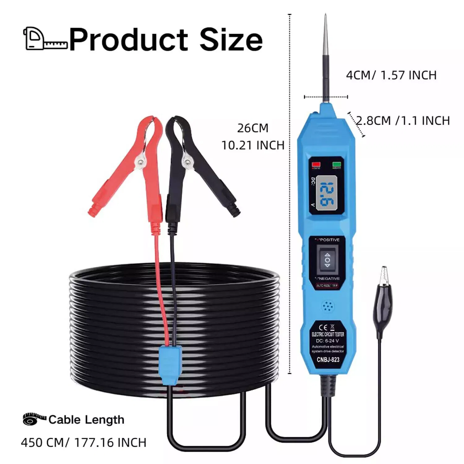 3.5-36V Digital Automotive Circuit Tester Probe with LCD Display