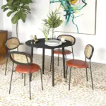 HOMCOM 35" Round Folding Dining Table Distressed Black Solid Wood Legs Drop Leaf for Kitchen Dining Room - Image 2