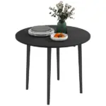 HOMCOM 35" Round Folding Dining Table Distressed Black Solid Wood Legs Drop Leaf for Kitchen Dining Room - Image 11