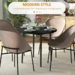 HOMCOM 35" Round Folding Dining Table Distressed Black Solid Wood Legs Drop Leaf for Kitchen Dining Room - Image 5