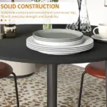 HOMCOM 35" Round Folding Dining Table Distressed Black Solid Wood Legs Drop Leaf for Kitchen Dining Room - Image 6