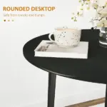 HOMCOM 35" Round Folding Dining Table Distressed Black Solid Wood Legs Drop Leaf for Kitchen Dining Room - Image 7