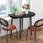 HOMCOM 35" Round Folding Dining Table Distressed Black Solid Wood Legs Drop Leaf for Kitchen Dining Room - Image 8