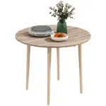 HOMCOM 35" Round Folding Dining Table, Drop Leaf for Small Spaces, Solid Wood Legs, Small Kitchen Table, Oak - Image 11