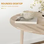 HOMCOM 35" Round Folding Dining Table, Drop Leaf for Small Spaces, Solid Wood Legs, Small Kitchen Table, Oak - Image 7
