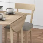 HOMCOM 35" Round Folding Dining Table, Drop Leaf for Small Spaces, Solid Wood Legs, Small Kitchen Table, Oak - Image 9