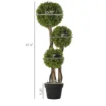 35.5" Faux Boxwood Triple Sphere Topiary, Light Green, Indoor and Outdoor Decor, Potted - Image 3
