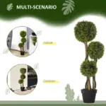 35.5" Faux Boxwood Triple Sphere Topiary, Light Green, Indoor and Outdoor Decor, Potted - Image 5
