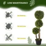 35.5" Faux Boxwood Triple Sphere Topiary, Light Green, Indoor and Outdoor Decor, Potted - Image 6